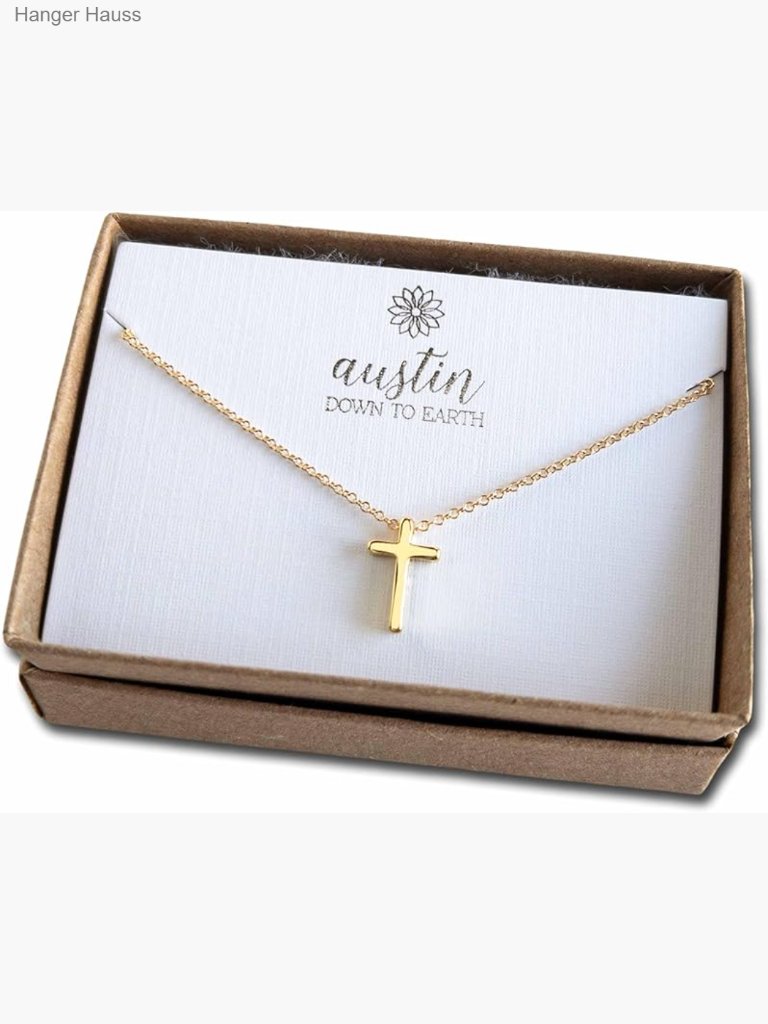 Dainty Tiny Cross Necklace, 14k Gold Filled Chain, Christian Gift For Baptism